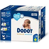 Los mejores  - DODOT Sensitive Kit Recién Nacido- 28 Pañales Talla 1- 2-5 Kg + 68 Pañales Talla 2- 4-8 Kg + 54 Toallitas con Caja…